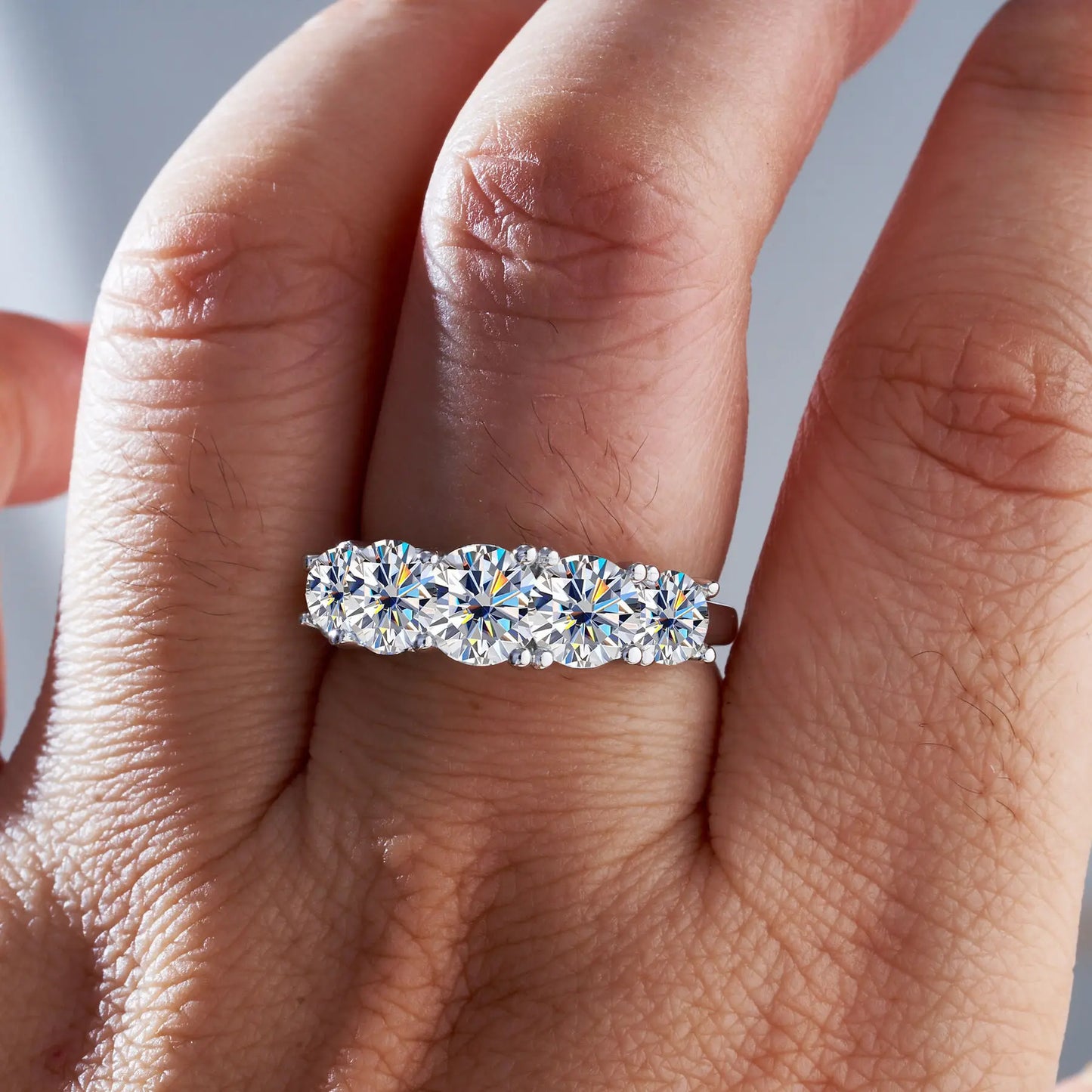 Moissanite Rings For Women 5 Stones Sparkling Diamond Jewelry