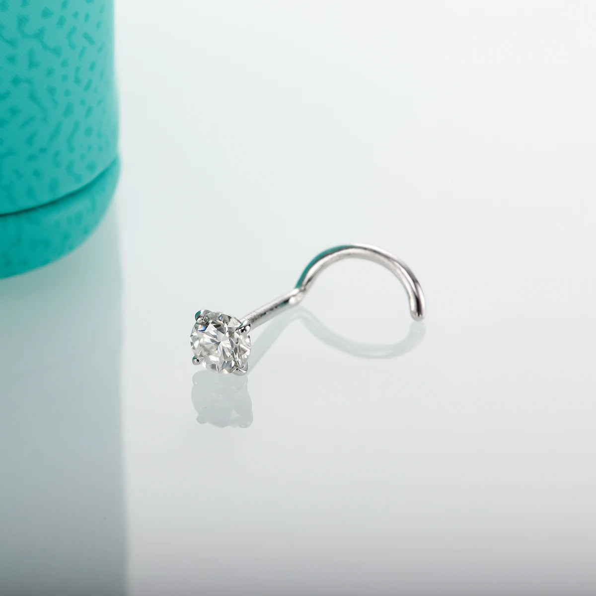 Nose Ring 3mm Moissanite Diamond Goldd 14K