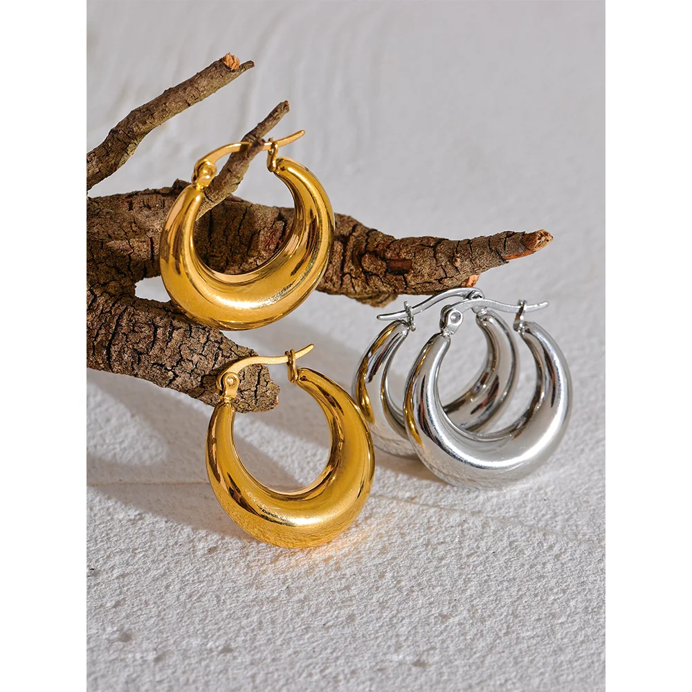 Steel Geometric Hoop Earrings Jewelry for Women Trendy