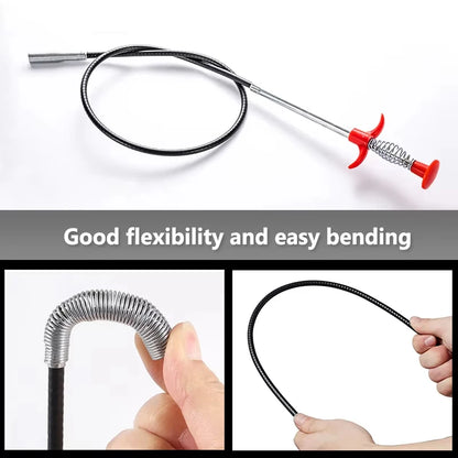 60cm Spring Drain Cleaning Tool, Pipe Dredger, Drain Snake, Clog Remover for Household Use