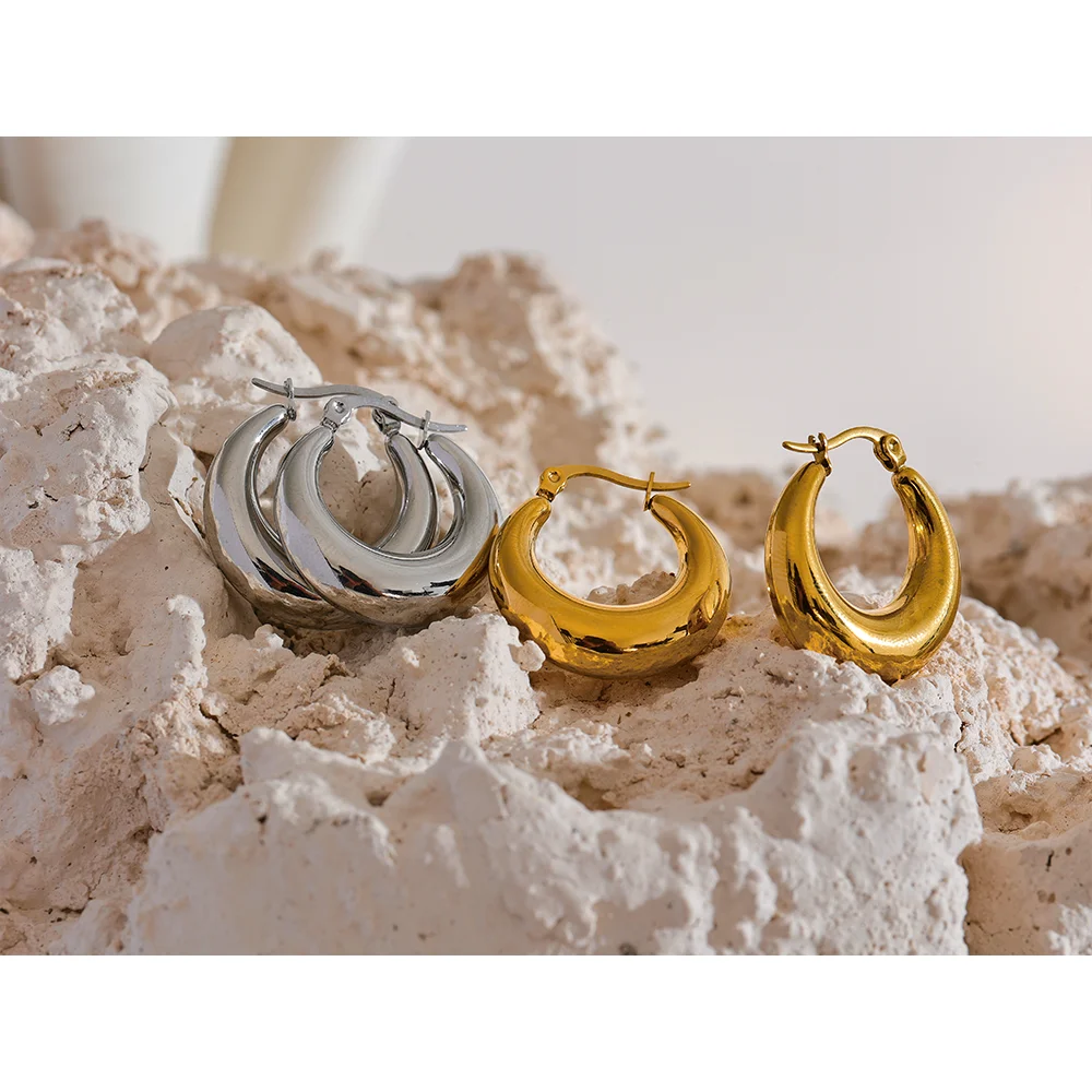 Steel Geometric Hoop Earrings Jewelry for Women Trendy