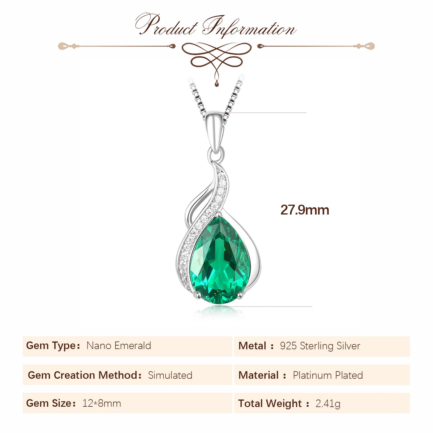 Pendant Necklace No Chain 925 Sterling Silver for Women