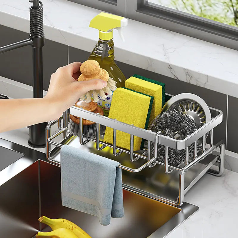 Stainless Steel Kitchen Sponge Holder for Sink, Soap Tray, Bathroom Organizer Shelf, Towel Rack Storage Accessories
