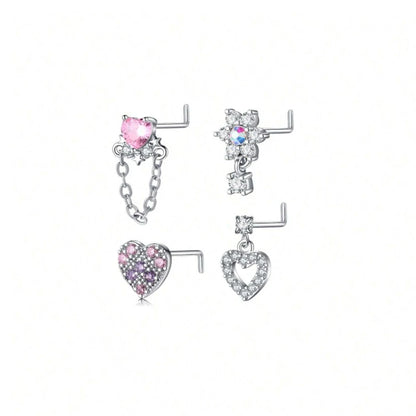 4pcs 20G Stainless Steel Jewelry For Women And Girls