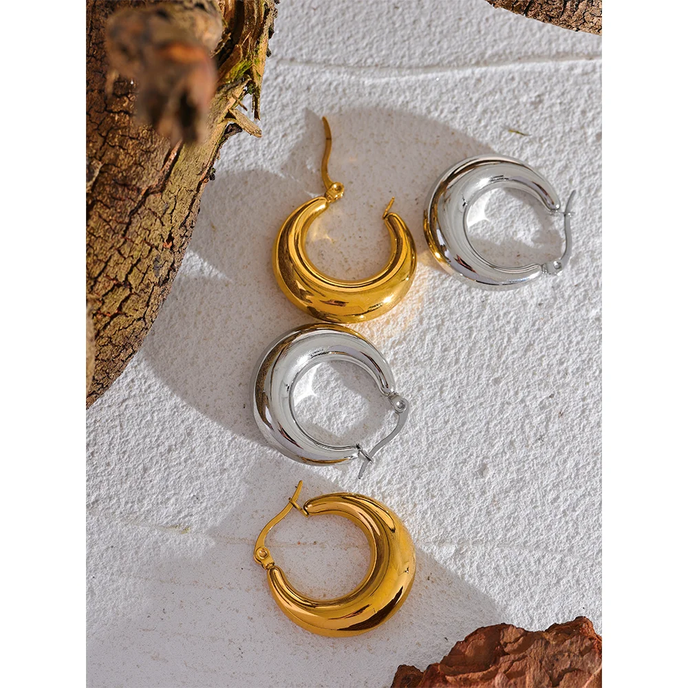Steel Geometric Hoop Earrings Jewelry for Women Trendy