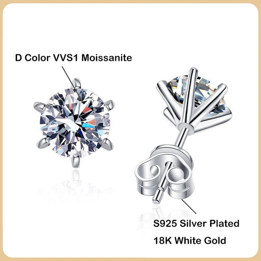 Moissanite Earrings Diamond For Women Wedding Fine Jewelry