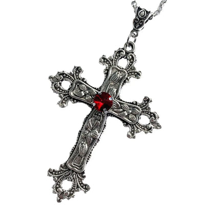 Cross pendant necklace Gothic style zircon inlaid pendant