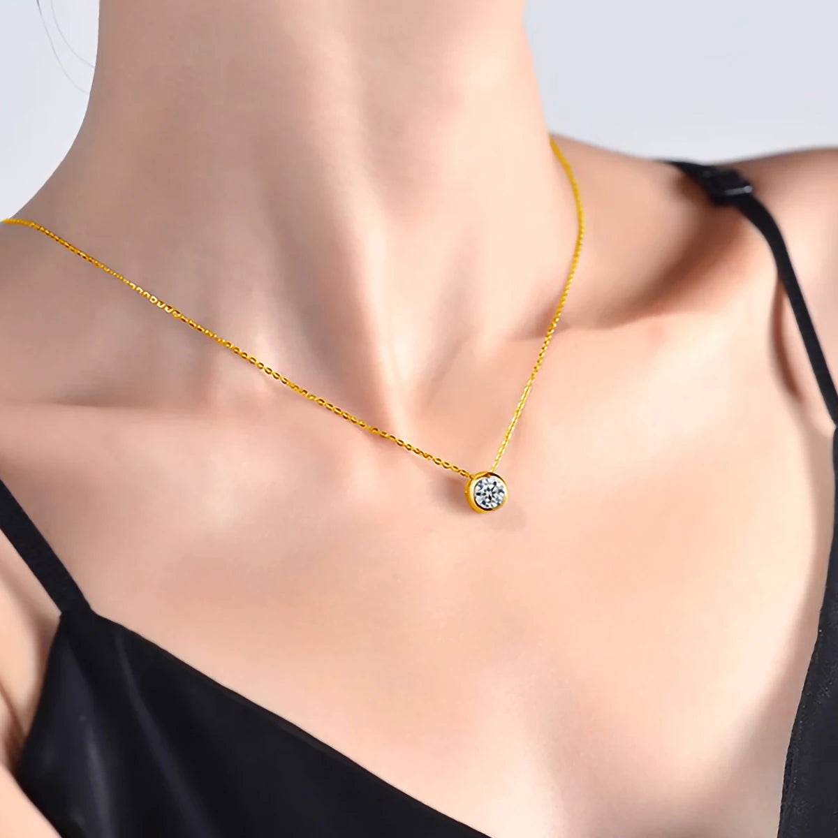 Moissanite Diamond Necklace Fine Jewelry For Woman Real 18K Gold