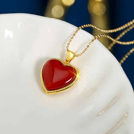 Gold 18k 100% Real Necklace For Women Heart