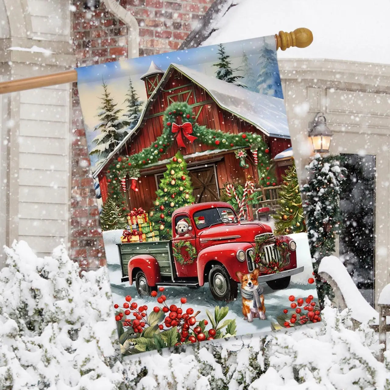 Briarwood Lane Country Christmas House Flag