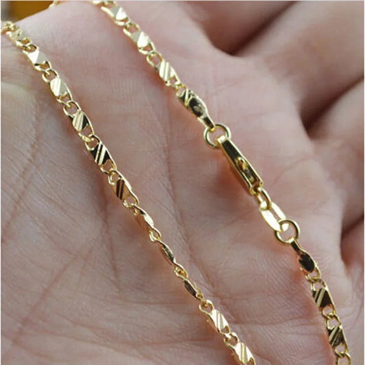 18K Gold Filled Necklace For Women Men Size 16-30 Inch Jewelry Chain Wholesale