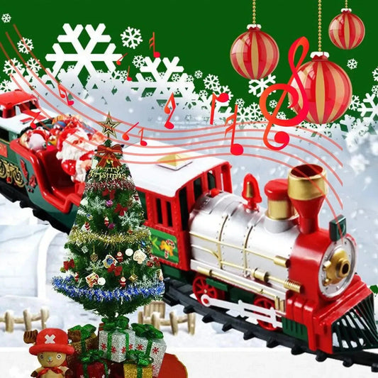 Electric Christmas Train Toys Gifts for Kids Railway Cars Racing Tracks With Music