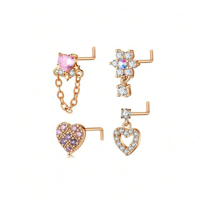 4pcs 20G Stainless Steel Jewelry For Women And Girls