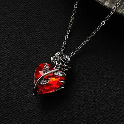 Gothic Rose Red Love Necklace Women's Y2K Grunge Jewelry Dainty Silver Color Tonebloody Human Heart Pendant Personalized Gifts