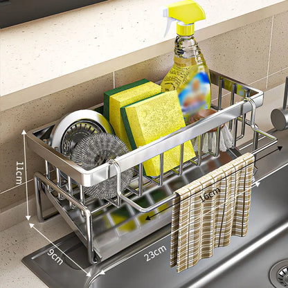 Stainless Steel Kitchen Sponge Holder for Sink, Soap Tray, Bathroom Organizer Shelf, Towel Rack Storage Accessories