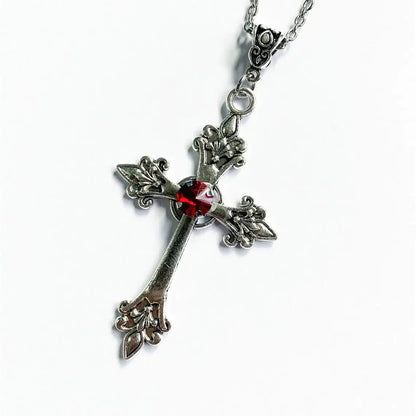 Cross pendant necklace Gothic style zircon inlaid pendant