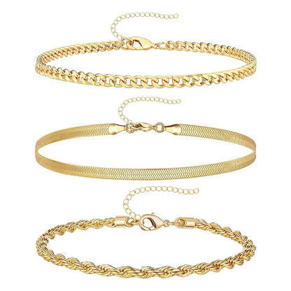 3Pcs Stainless Steel Anklet Set For Women Snake Bracelet Never Fade Jewelry