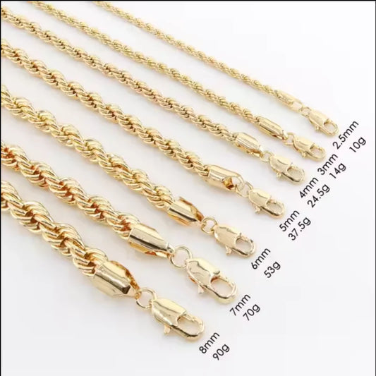 18K Gold Plated Twist Rope Link Necklace