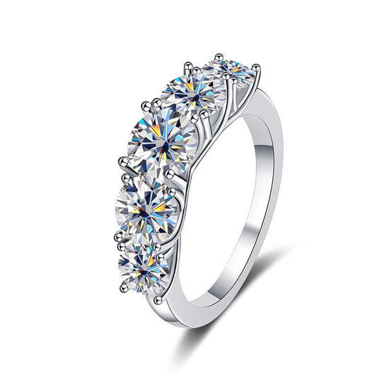 Moissanite Rings For Women 5 Stones Sparkling Diamond Jewelry