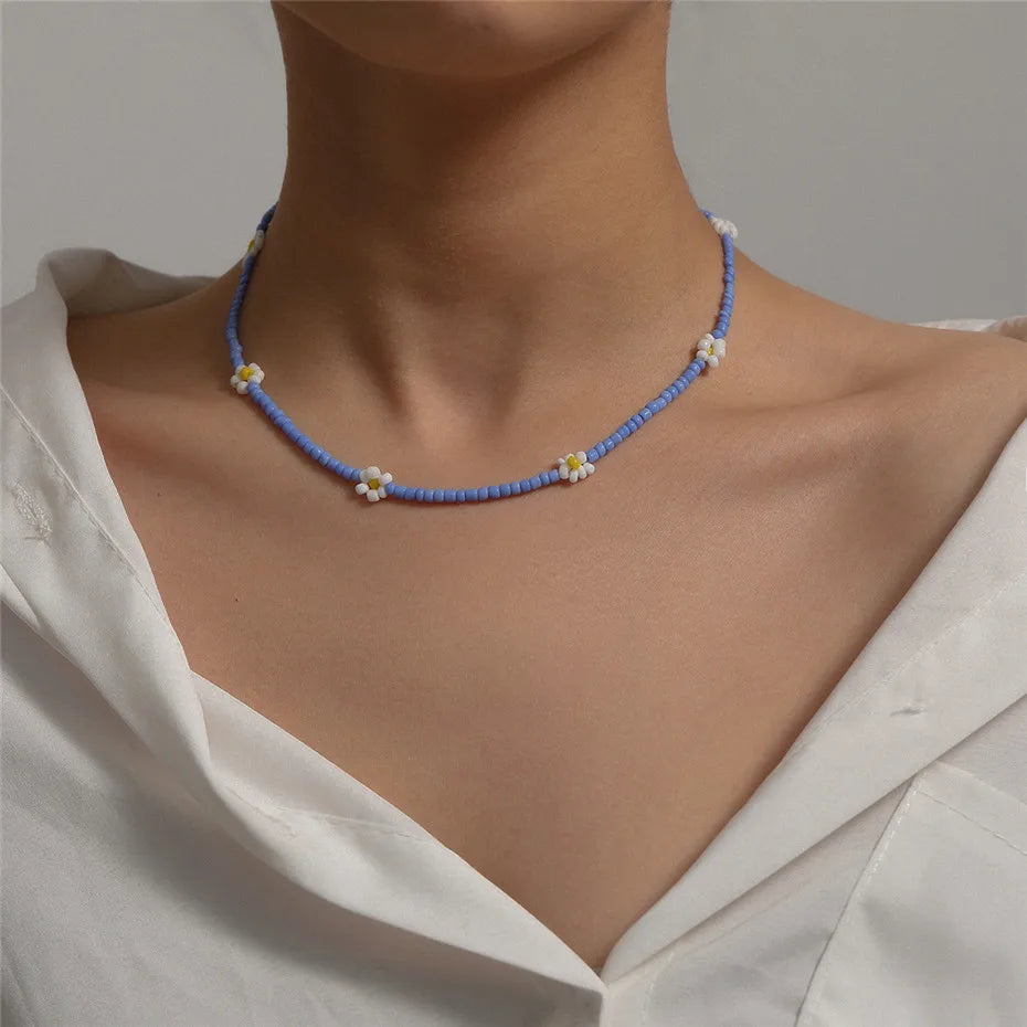 Necklace For Women Korean Fashion Small Flowers Accessories Jewelry