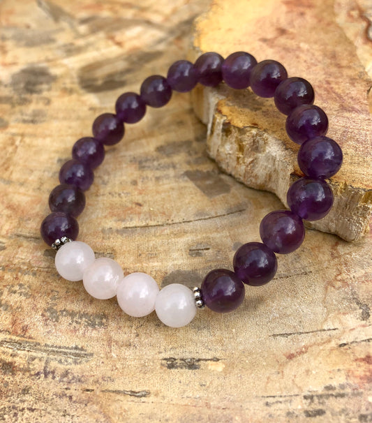 Amethyst & Rose Quartz Stretch Bracelet