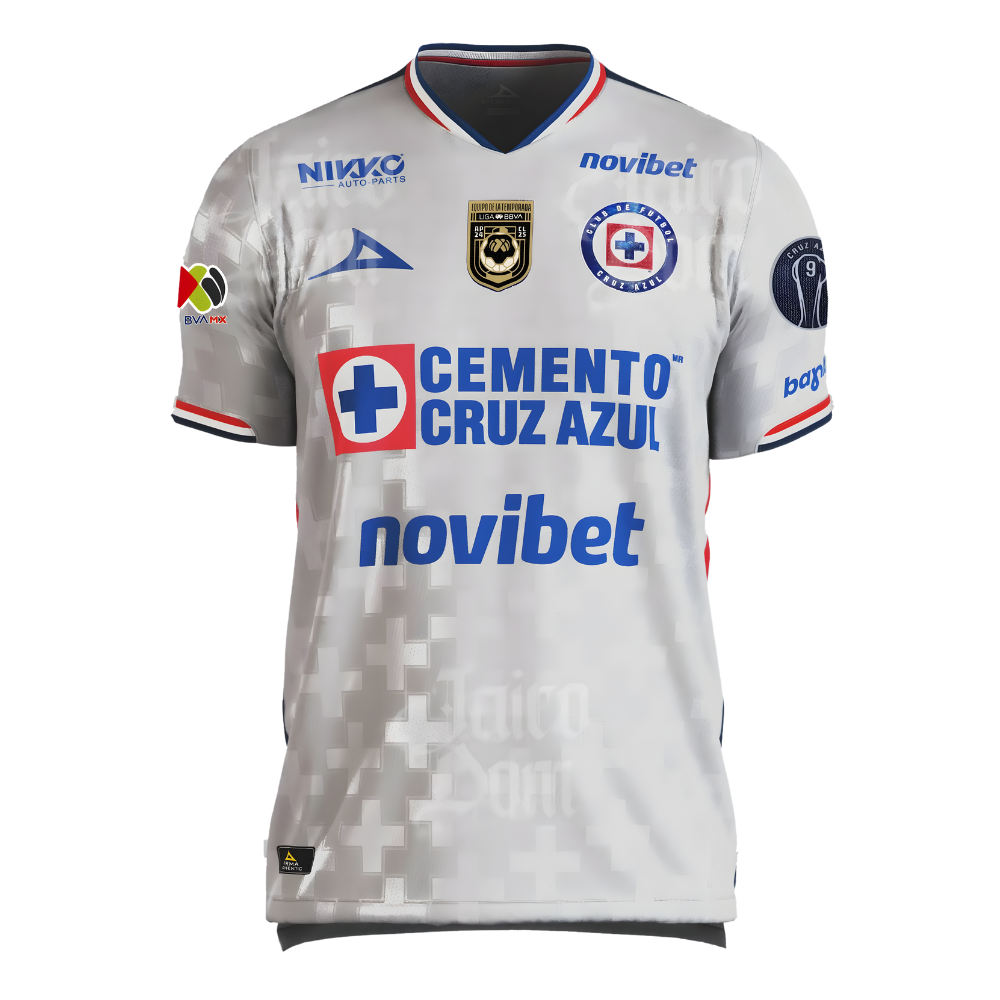 Pirma Men’s Cruz Azul Away Jersey 25/26 Champion 9 Grey with Liga BBVA Patches