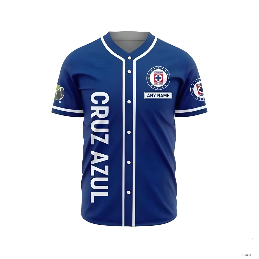 Cruz Azul Baseball Jersey Personalized Name Mexican Futbol Shirt Gift for Fans