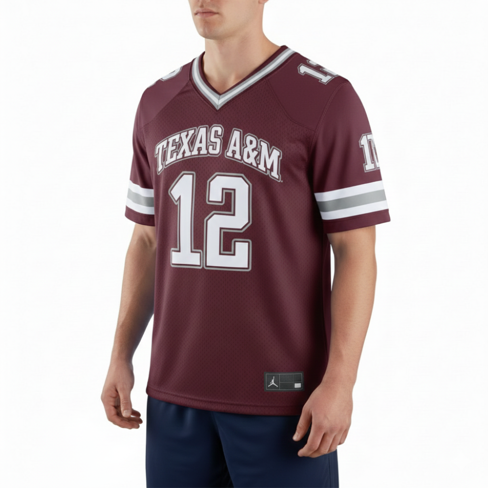 Texas A&M Aggies #12 Maroon Lightweight Collegiate Football Jersey Gameday Fan Apparel