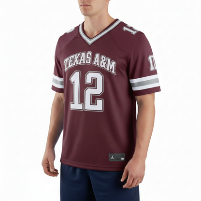 Texas A&M Aggies #12 Maroon Lightweight Collegiate Football Jersey Gameday Fan Apparel