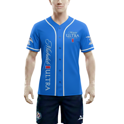 Michelob Ultra Navy White Baseball Jersey Beer Style Shirt Gift for Men Friends and Husbands