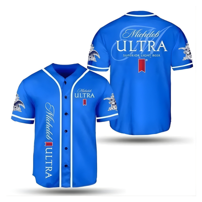 Michelob Ultra Navy White Baseball Jersey Beer Style Shirt Gift for Men Friends and Husbands