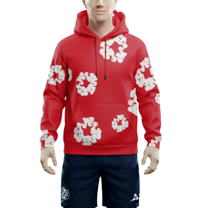 Kapok Print Hooded Sweater Long Sleeve Fleece Hoodie for Men and Women Soft Cozy Daily Wear