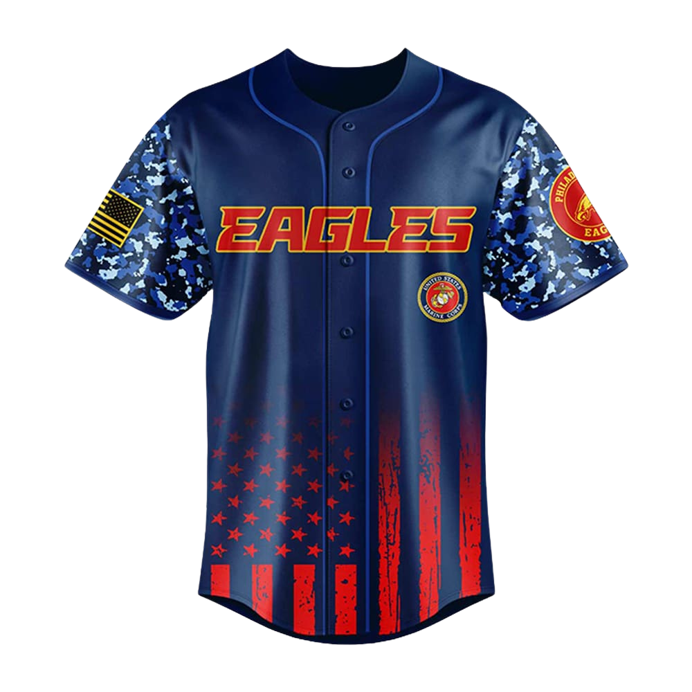 USMC 2025 250th Birthday Baseball Jersey Military Tribute Patriotic Celebration Shirt