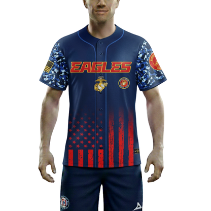 USMC 2025 250th Birthday Baseball Jersey Military Tribute Patriotic Celebration Shirt